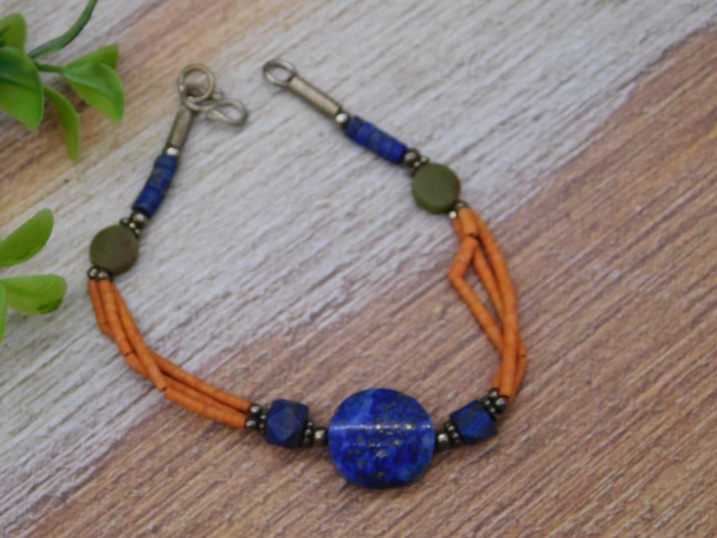 BEADED BRACELET ROCK STONE LAPIDARY SPECIMEN (1 of 2)