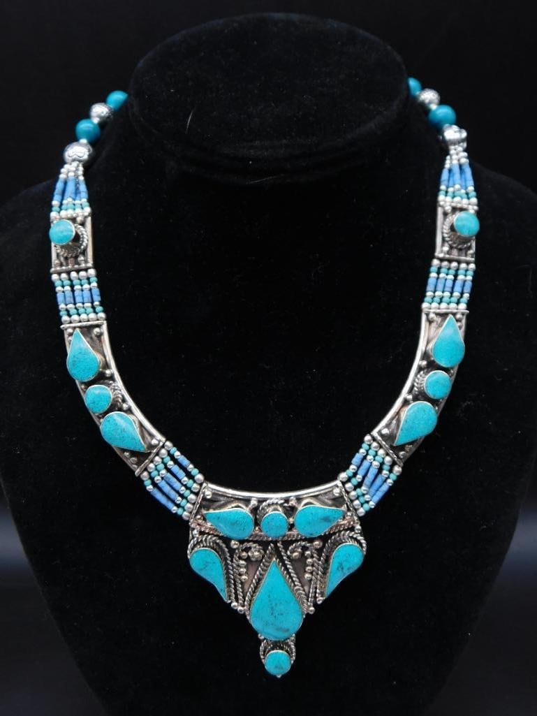 TURQUOISE NECKLACE ROCK STONE LAPIDARY SPECIMEN: TURQUOISE NECKLACE ROCK STONE LAPIDARY SPECIMEN