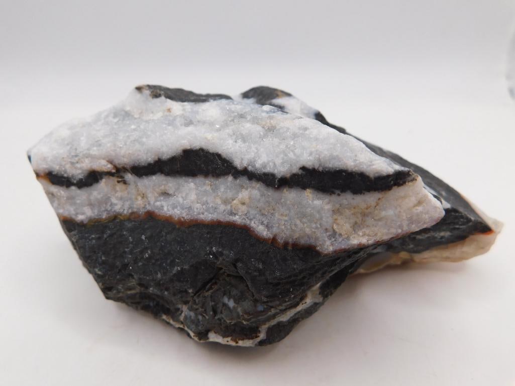 ZEBRA ROCK STONE LAPIDARY SPECIMEN: WELCOME TO HATMAN AUCTIONS! SPECIAL NOTICE: Please see photos for measurements and descriptions. ***Yes, we have in house shipping with MANY REPEAT CUSTOMERS because of our streamlined service.