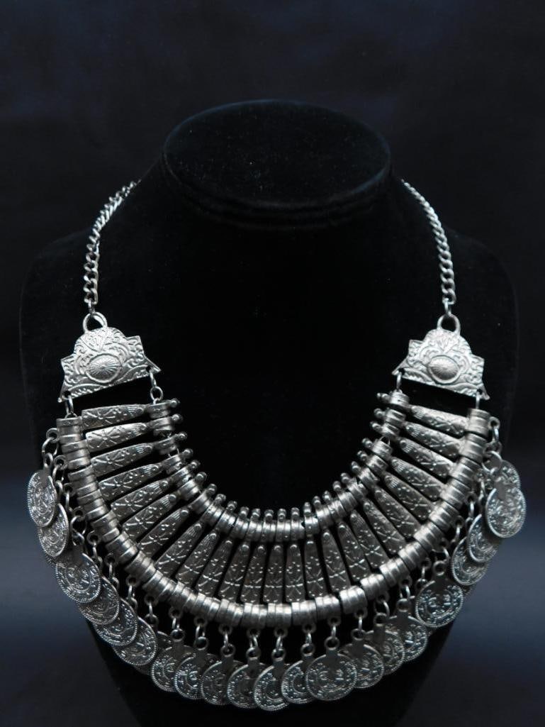 COIN AND PLANK NECKLACE: Coin And Plank Necklace ? Authentic estate find offered in our online auction. Perfect for collectors, resellers, and enthusiasts of vintage, antiques, minerals, rocks, crystals, jewelry, lapidary,