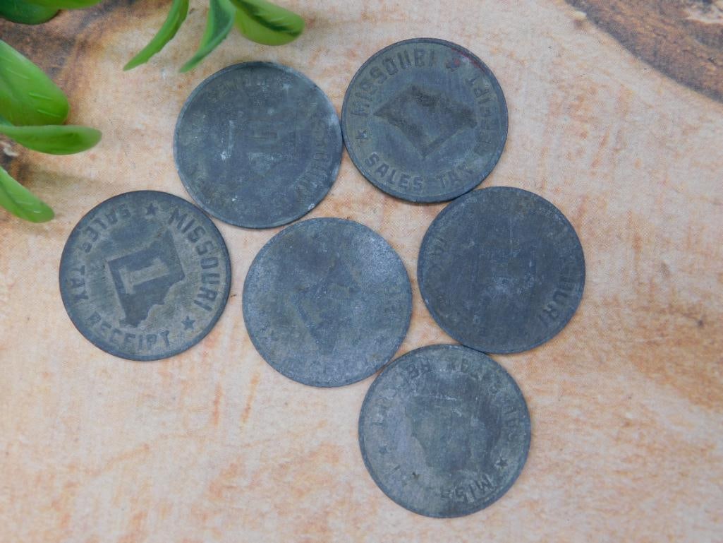 MISSOURI SALES TAX RECEIPT COINS VINTAGE ANTIQUE: Missouri Sales Tax Receipt Coins Vintage Antique ? Authentic estate find offered in our online auction. Perfect for collectors, resellers, and enthusiasts of vintage, antiques, minerals, rocks,