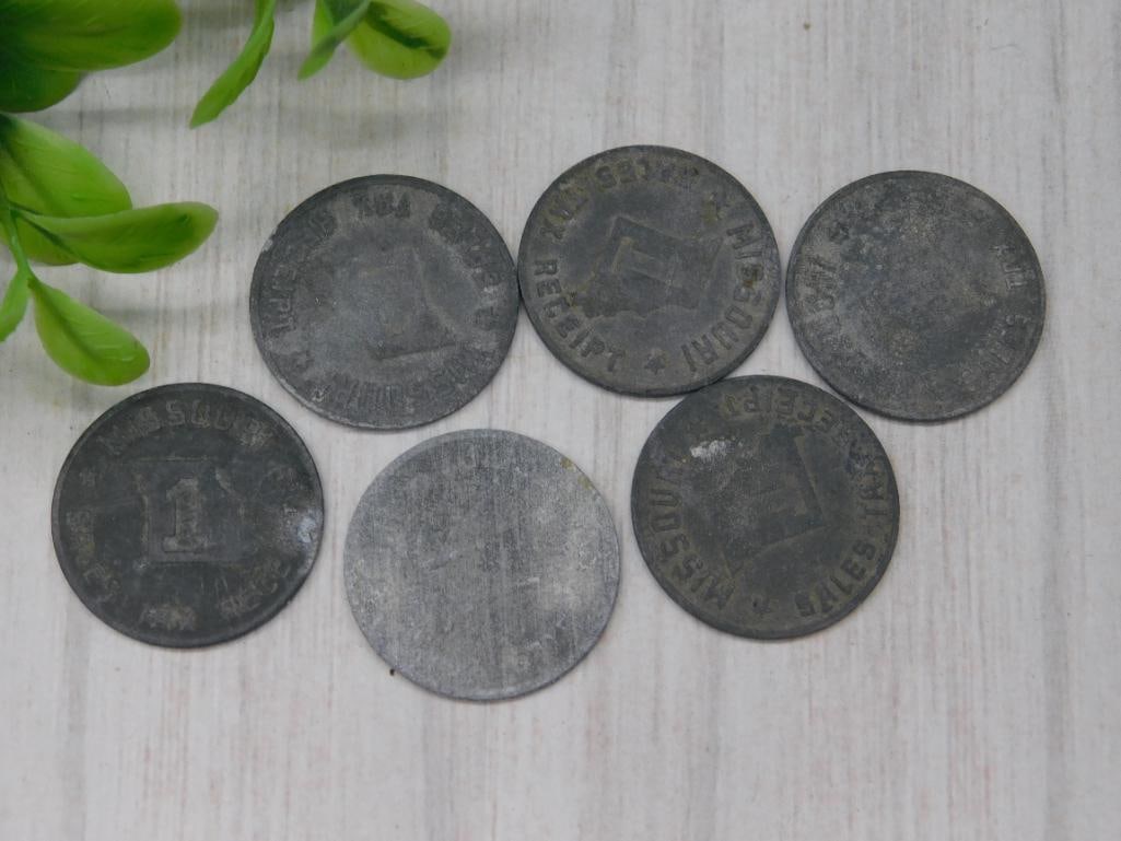 MISSOURI SALES TAX RECEIPT COIN VINTAGE ANTIQUE: Missouri Sales Tax Receipt Coin Vintage Antique ? Authentic estate find offered in our online auction. Perfect for collectors, resellers, and enthusiasts of vintage, antiques, minerals, rocks,