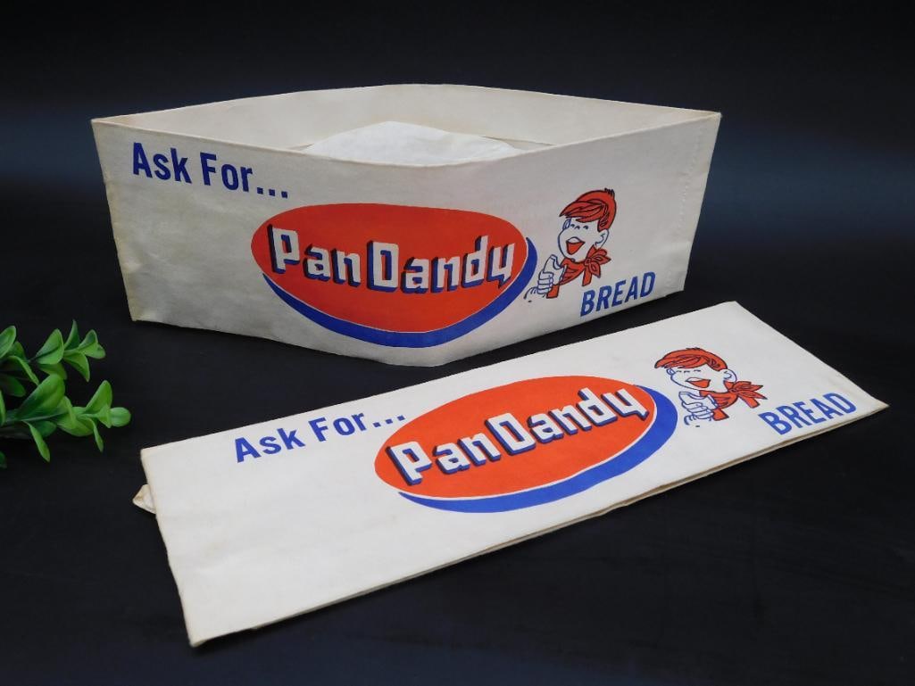 Pan Dandy Bread Advertising HAT Set: Cut Coin Collectible ? Authentic estate find offered in our online auction. Perfect for collectors, resellers, and enthusiasts of vintage, antiques, minerals, rocks, crystals, jewelry, lapidary, and