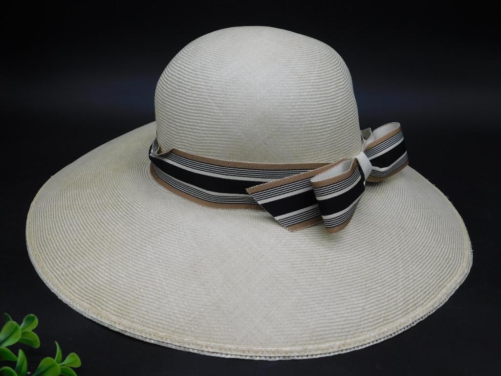Kurt Jr. Wide Brim Straw Hat with Ribbon Bow: Kurt Jr. Wide Brim Straw Hat With Ribbon Bow ? Authentic estate find offered in our online auction. Perfect for collectors, resellers, and enthusiasts of vintage, antiques, minerals, rocks, crystals,