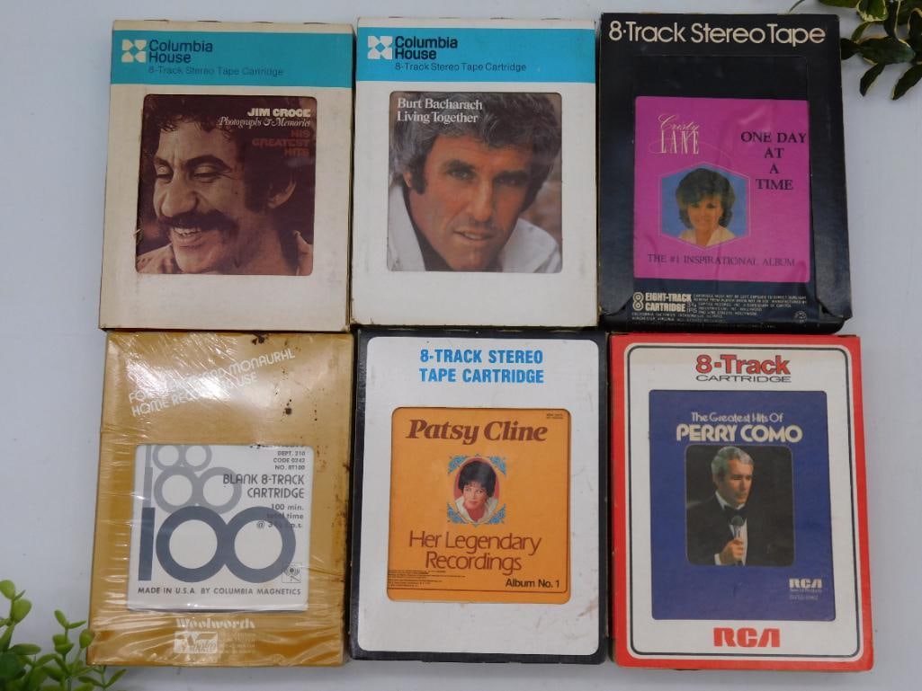 Six Vintage 8-Track Tapes: Six Vintage 8-Track Tapes ? Authentic estate find offered in our online auction. Perfect for collectors, resellers, and enthusiasts of vintage, antiques, minerals, rocks, crystals, jewelry, lapidary, 