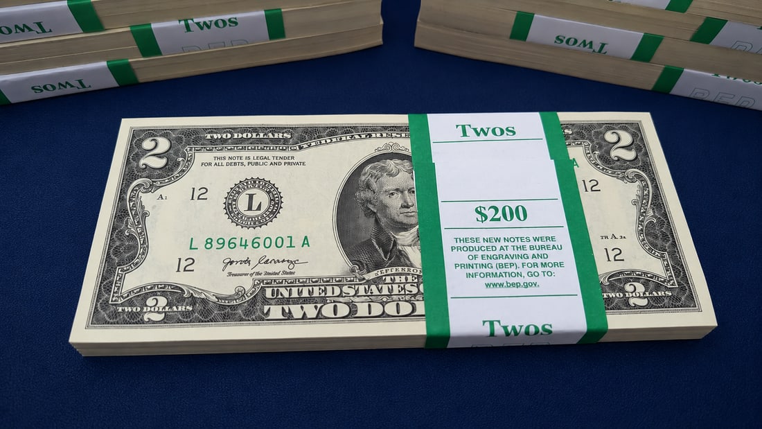 ONE THOUSAND CONSECUTIVE $2 BILL UNCIRCULATED