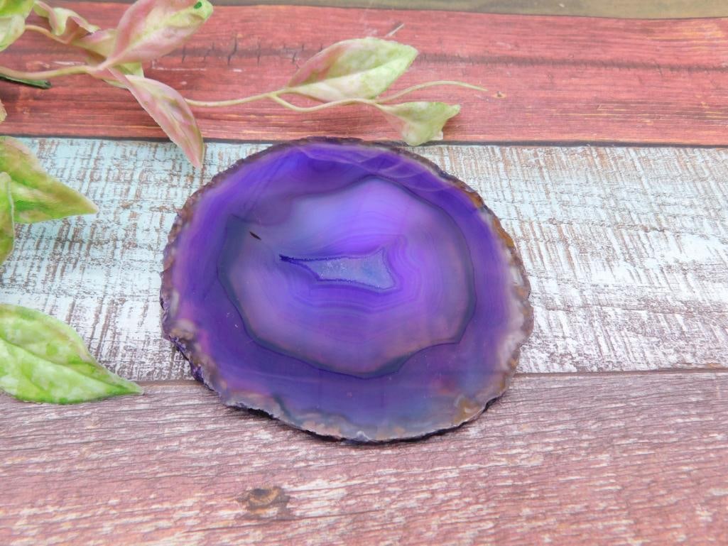 Purple Agate Slice Rock Stone Lapidary Specimen: Purple Agate Slice Rock Stone Lapidary Specimen