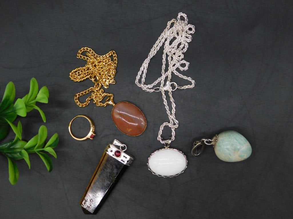MIXED JEWELRY LOT ROCK STONE LAPIDARY SPECIMEN: MIXED JEWELRY LOT ROCK STONE LAPIDARY SPECIMEN