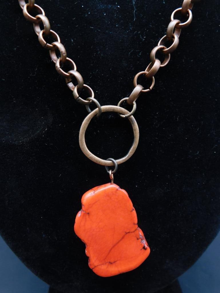 GENUINE STONE PENDANT ON CHAIN NECKLACE: GENUINE STONE PENDANT ON CHAIN NECKLACE