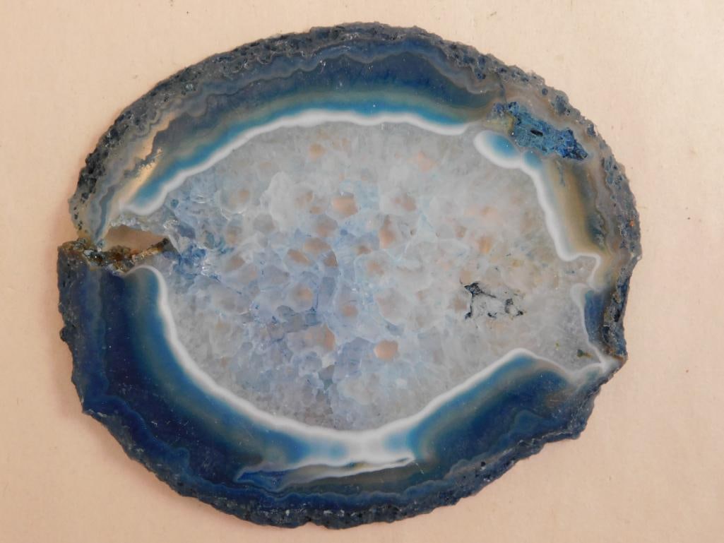 AGATE SLICE ROCK STONE LAPIDARY SPECIMEN: AGATE SLICE ROCK STONE LAPIDARY SPECIMEN
