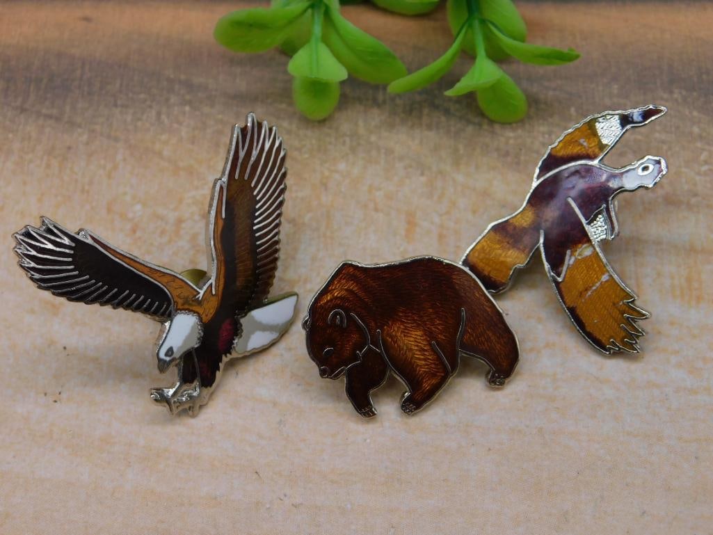 ENAMEL PINS MIXED ANIMALS VINTAGE ANTIQUE: ENAMEL PINS MIXED ANIMALS VINTAGE ANTIQUE