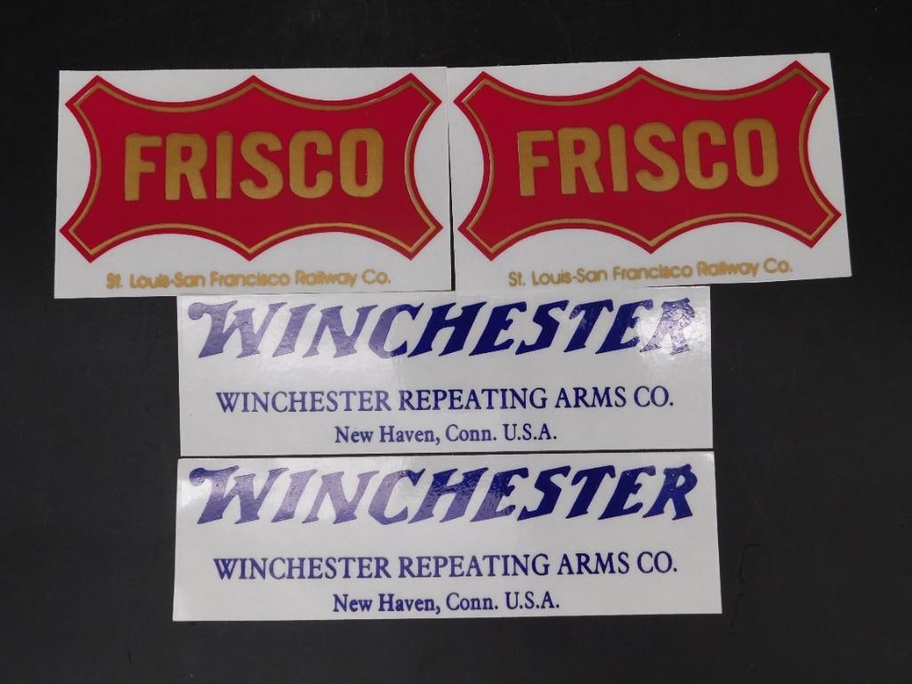 FRISCO AND WINCHESTER ADVERTISING STICKERS: FRISCO AND WINCHESTER ADVERTISING STICKERS
