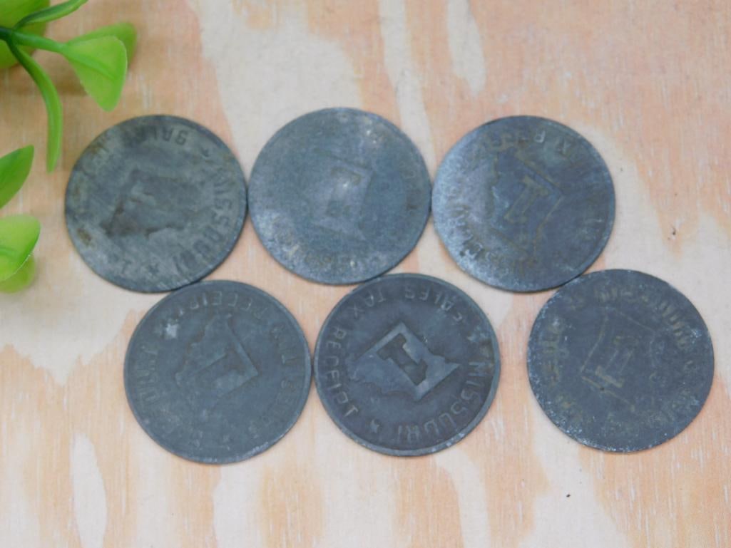 MISSOURI SALES TAX RECEIPT COIN VINTAGE ANTIQUE: MISSOURI SALES TAX RECEIPT COIN VINTAGE ANTIQUE