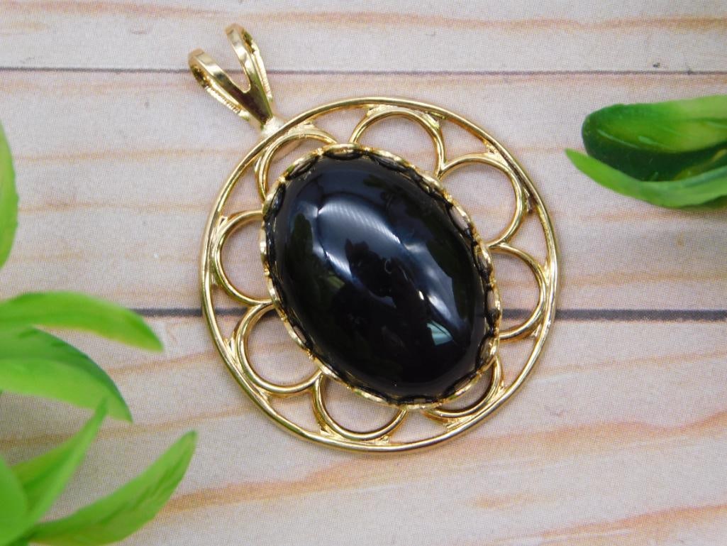 OBSIDIAN PENDANT ROCK STONE LAPIDARY SPECIMEN (1 of 2)
