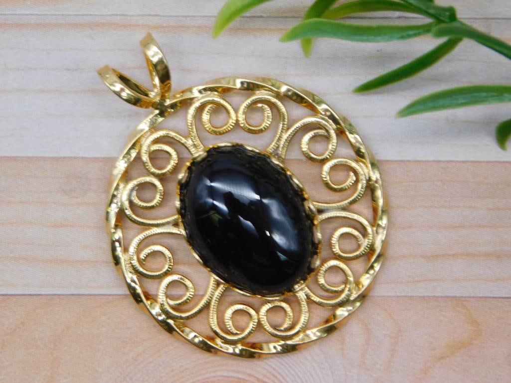 OBSIDIAN PENDANT ROCK STONE LAPIDARY SPECIMEN (1 of 2)