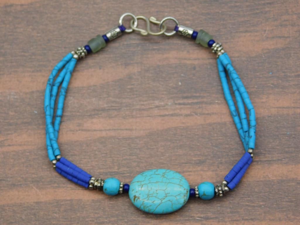 TURQUOISE AND LAPIS LAZULI BRACELET ROCK STONE LAPIDARY SPECIMEN (1 of 2)