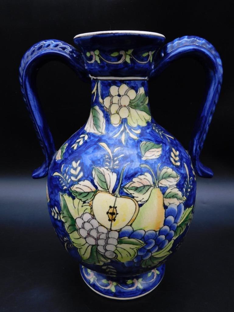 BLUE FRUIT FLORAL JUG VINTAGE ANTIQUE (1 of 4)