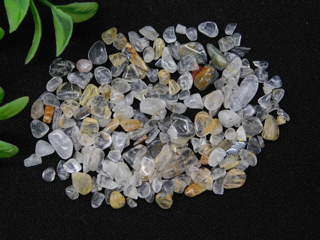 12 Grams of Rutilated Quartz Gemstones Rock Stone Lapidary Specimen: 12 Grams of Rutilated Quartz Gemstones Rock Stone Lapidary Specimen