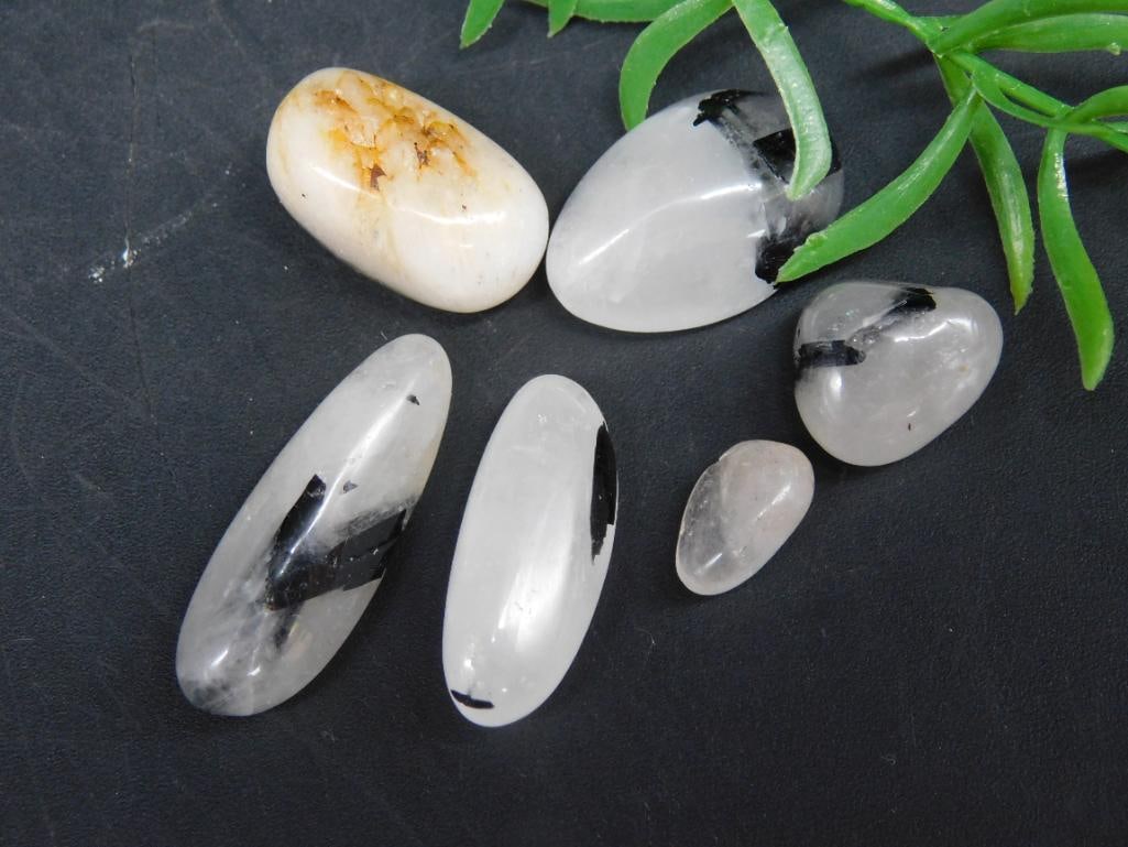 TOURMALATED QUARTZ ROCK STONE LAPIDARY SPECIMEN: TOURMALATED QUARTZ ROCK STONE LAPIDARY SPECIMEN