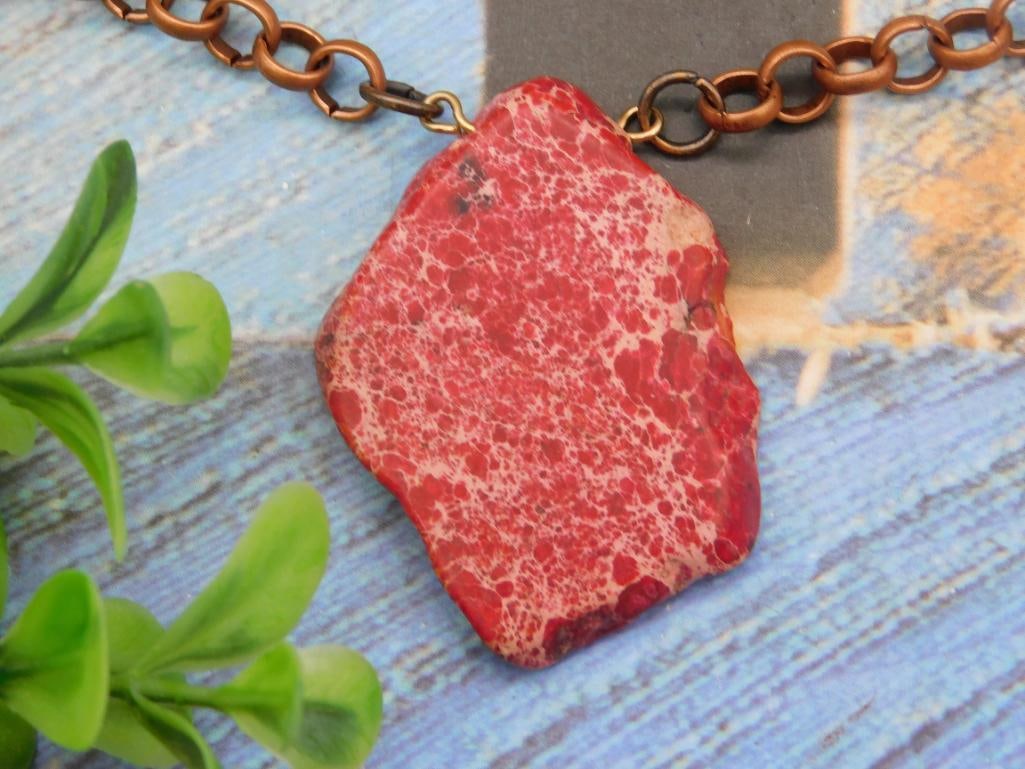 GENUINE STONE PENDANT ON CHAIN NECKLACE: GENUINE STONE PENDANT ON CHAIN NECKLACE