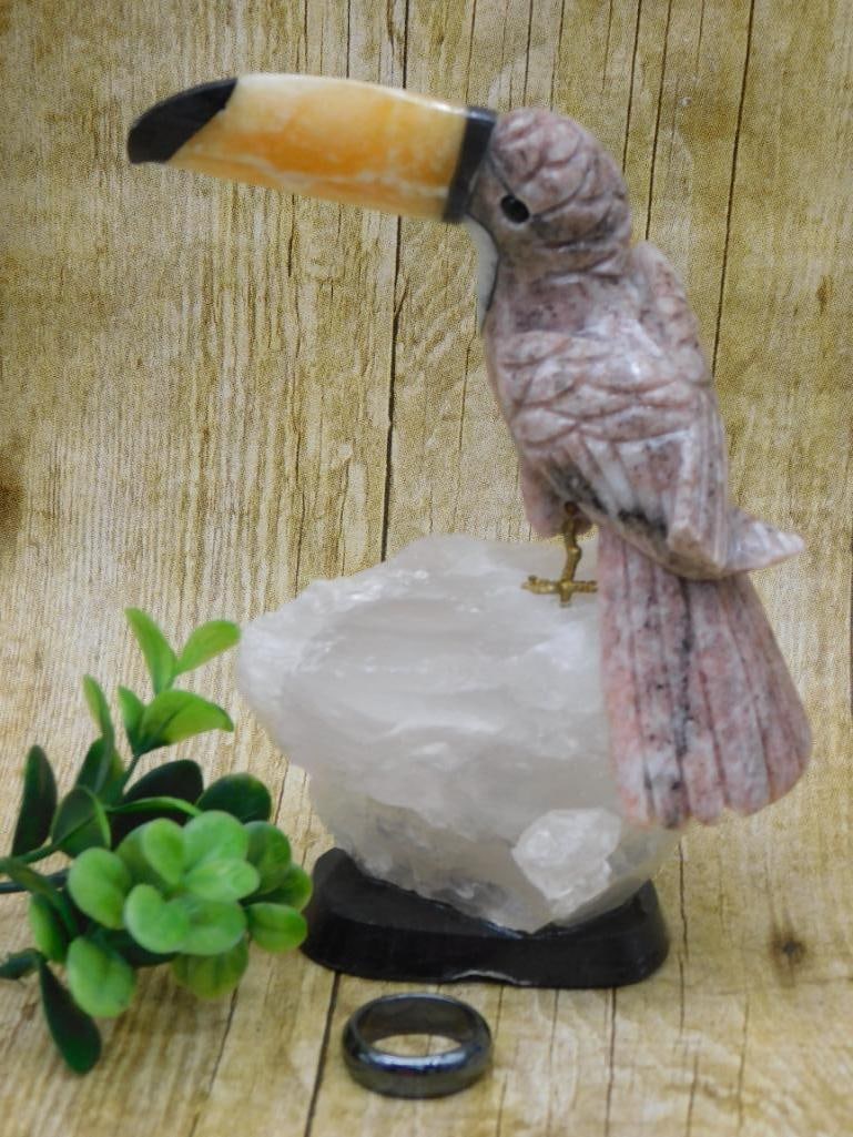 STONE BIRD AND RING ROCK STONE LAPIDARY SPECIMEN: STONE BIRD AND RING ROCK STONE LAPIDARY SPECIMEN
