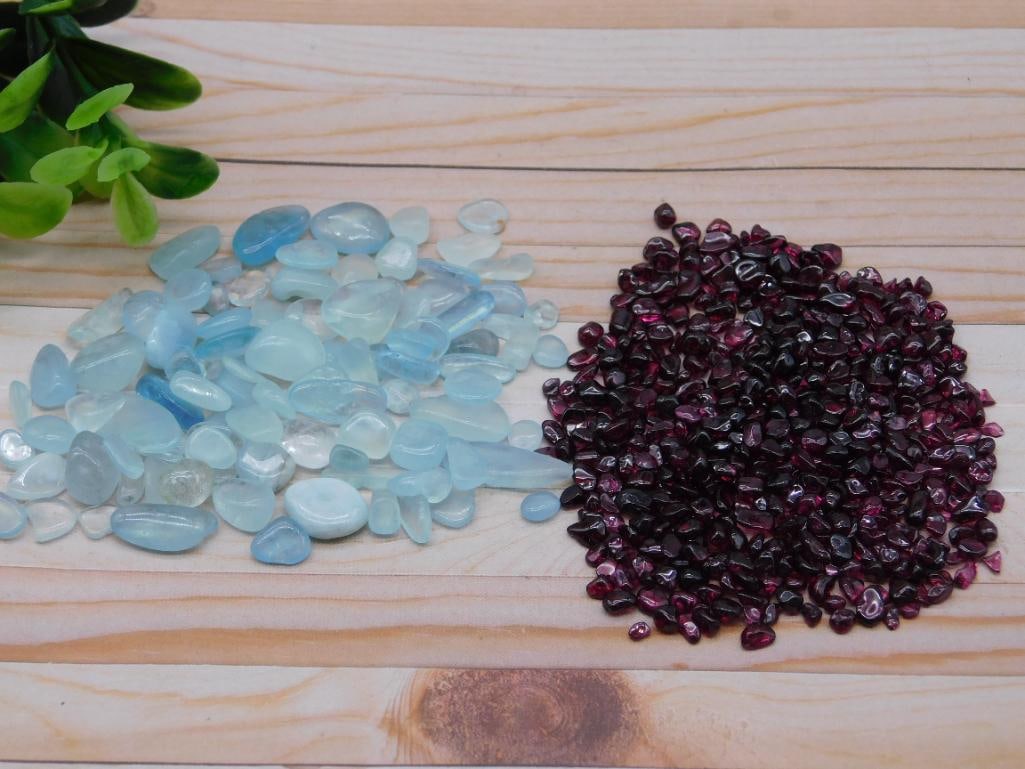 AQUAMARINE AND GARNET ROCK STONE LAPIDARY SPECIMEN: WELCOME TO HATMAN AUCTIONS! SPECIAL NOTICE: Please see photos for measurements and descriptions. ***Yes, we have in house shipping with MANY REPEAT CUSTOMERS because of our streamlined service. ****We