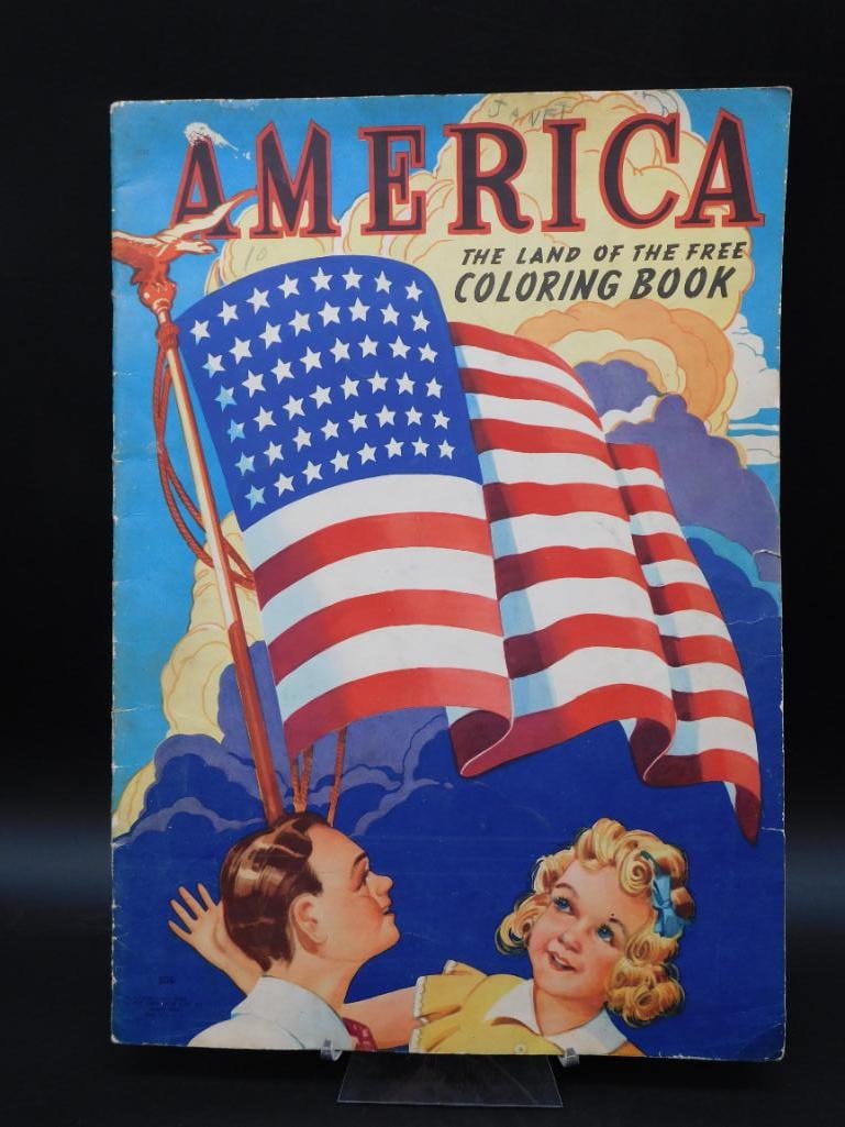 AMERICA THE LAND OF THE FREE COLORING BOOK VINTAGE ANTIQUE: WELCOME TO HATMAN AUCTIONS! SPECIAL NOTICE: Please see photos for measurements and descriptions. ***Yes, we have in house shipping with MANY REPEAT CUSTOMERS because of our streamlined service. ****We
