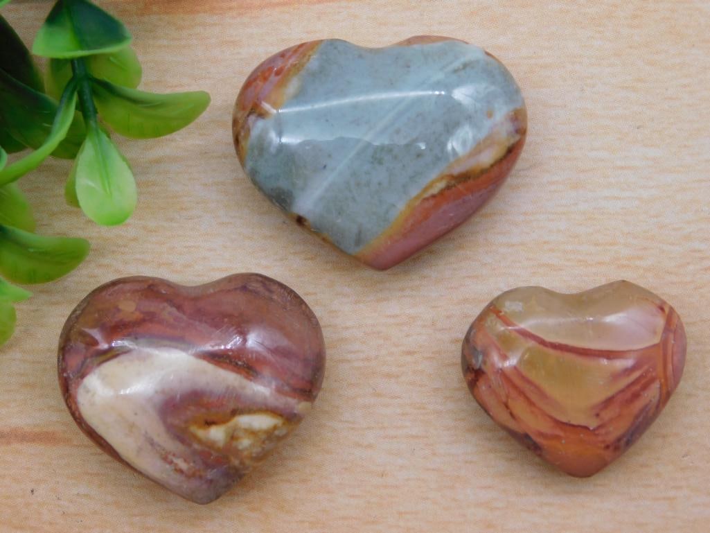 POLYCHROME JASPER HEARTS ROCK STONE LAPIDARY SPECIMEN: WELCOME TO HATMAN AUCTIONS! SPECIAL NOTICE: Please see photos for measurements and descriptions. ***Yes, we have in house shipping with MANY REPEAT CUSTOMERS because of our streamlined service.