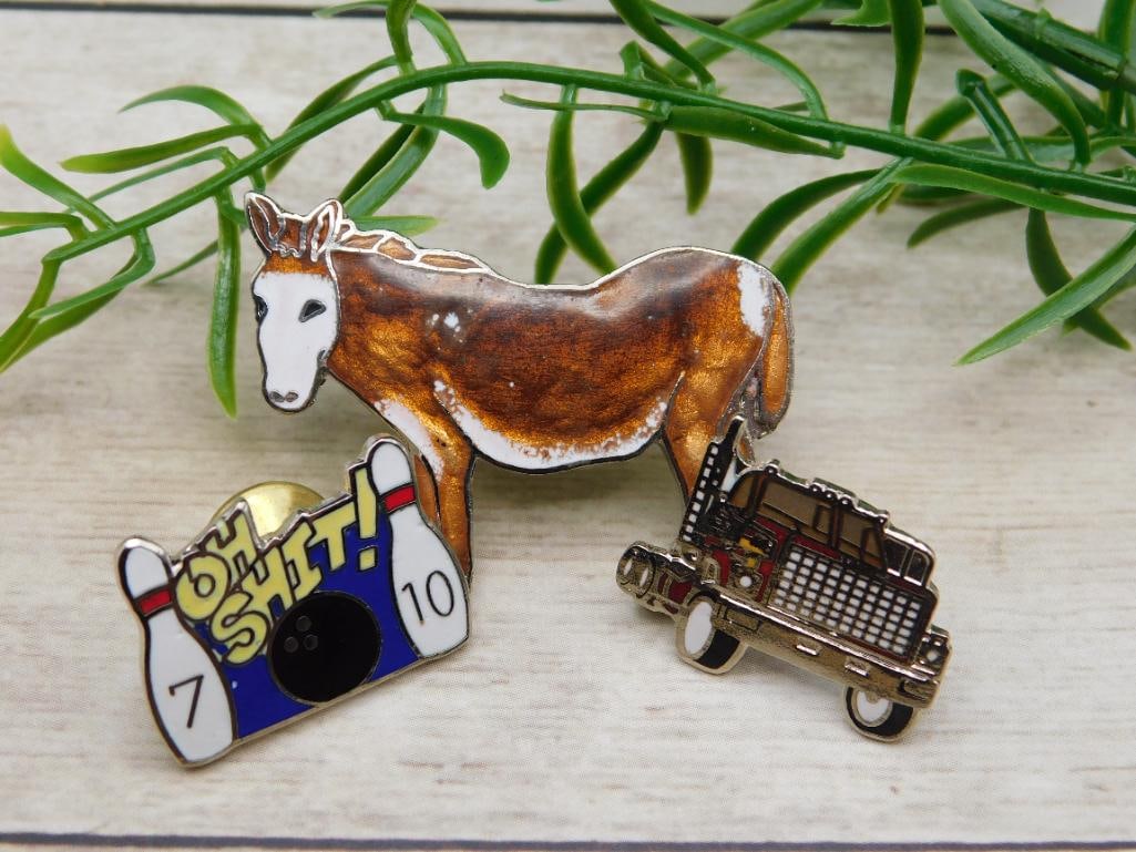 MIXED PINS: Thank you for attending HATMAN AUCTIONS! Yes, we ship all items that are not oversized. Please see photos for measurements and description. SPECIAL NOTICE: Many items are PICK UP ONLY by APPOINTMENT