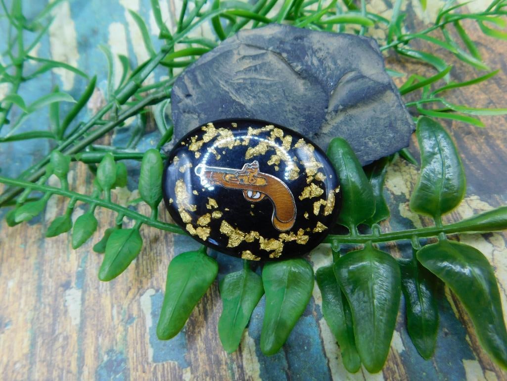 GOLD FLAKE CABOCHON ROCK STONE LAPIDARY SPECIMEN (1 of 2)