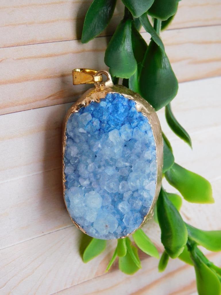 DRUZY QUARTZ PENDANT ROCK STONE LAPIDARY SPECIMEN (1 of 2)