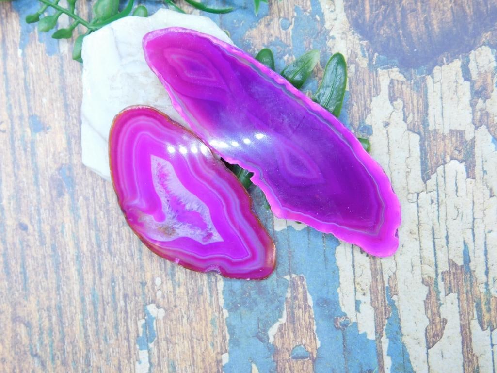 AGATE SLICE ROCK STONE LAPIDARY SPECIMEN (1 of 2)