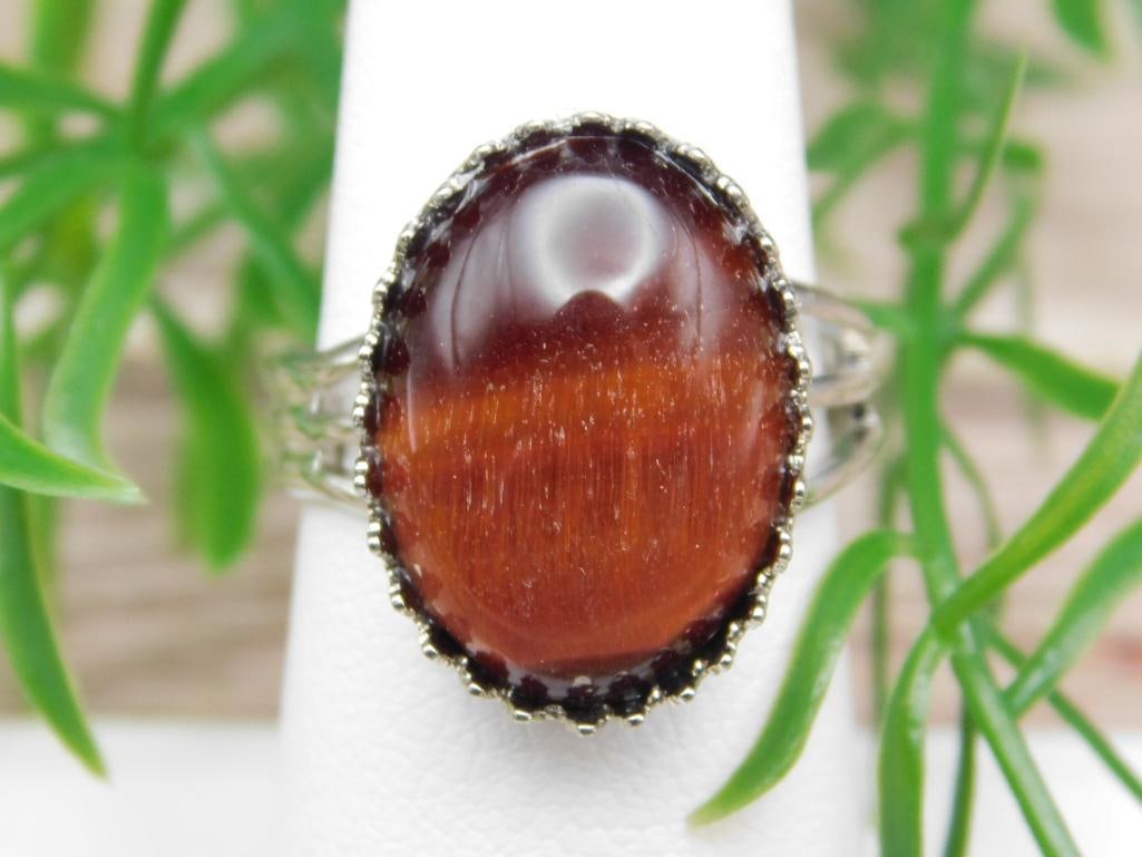 MAHOGANY TIGERS EYE ADJUSTABLE RING ROCK STONE LAPIDARY SPECIMEN (1 of 2)