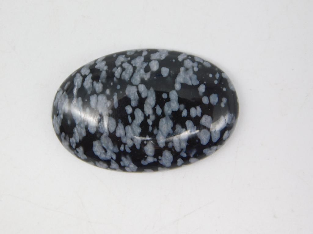 SNOWFLAKE OBSIDIAN CABOCHON ROCK STONE LAPIDARY SPECIMEN: SNOWFLAKE OBSIDIAN CABOCHON ROCK STONE LAPIDARY SPECIMEN