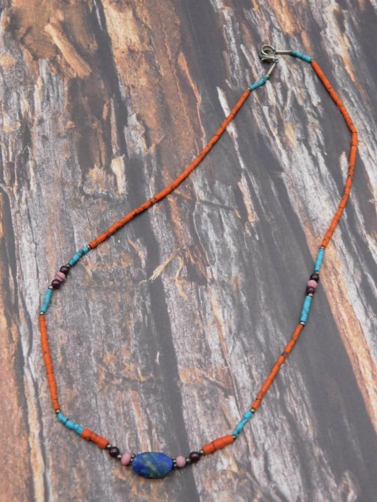 MIXED STONE NECKLACE ROCK STONE LAPIDARY SPECIMEN: WELCOME TO HATMAN AUCTIONS! SPECIAL NOTICE: Please see photos for measurements and descriptions. ***Yes, we have in house shipping with MANY REPEAT CUSTOMERS because of our streamlined service. ****We