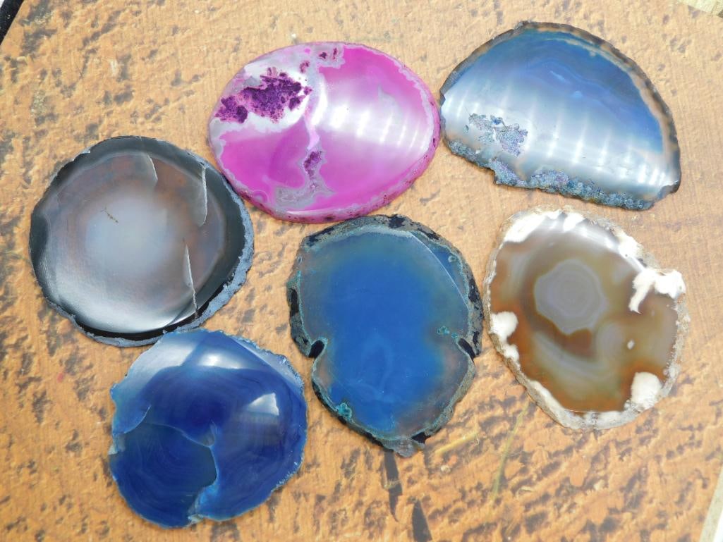 AGATE SLICES ROCK STONE LAPIDARY SPECIMEN: WELCOME TO HATMAN AUCTIONS! SPECIAL NOTICE: Please see photos for measurements and descriptions. ***Yes, we have in house shipping with MANY REPEAT CUSTOMERS because of our streamlined service.