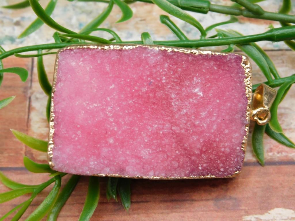 DRUZY QUARTZ PENDANT ROCK STONE LAPIDARY SPECIMEN (1 of 2)