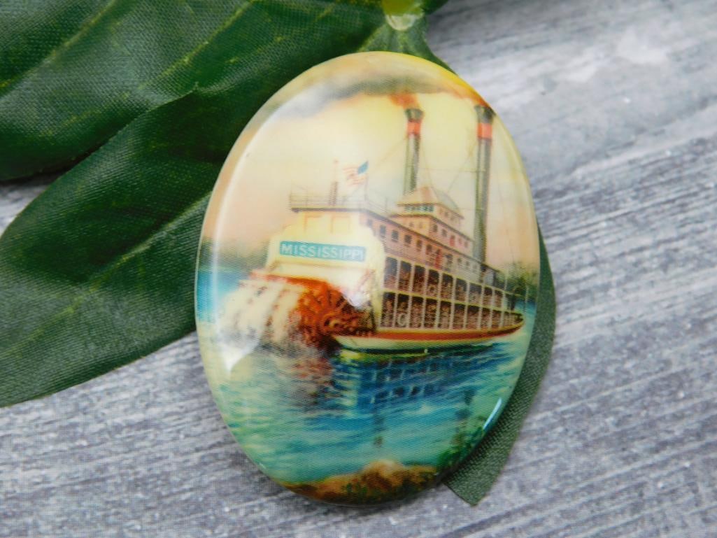 STEAM BOAT CABOCHON ROCK STONE LAPIDARY SPECIMEN (1 of 2)