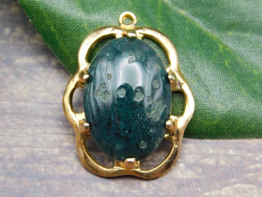 MOSS AGATE PENDANT ROCK STONE LAPIDARY SPECIMEN (1 of 2)
