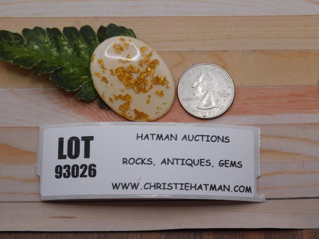 GOLD FLECKED CABOCHON ROCK STONE LAPIDARY SPECIMEN: GOLD FLECKED CABOCHON ROCK STONE LAPIDARY SPECIMEN