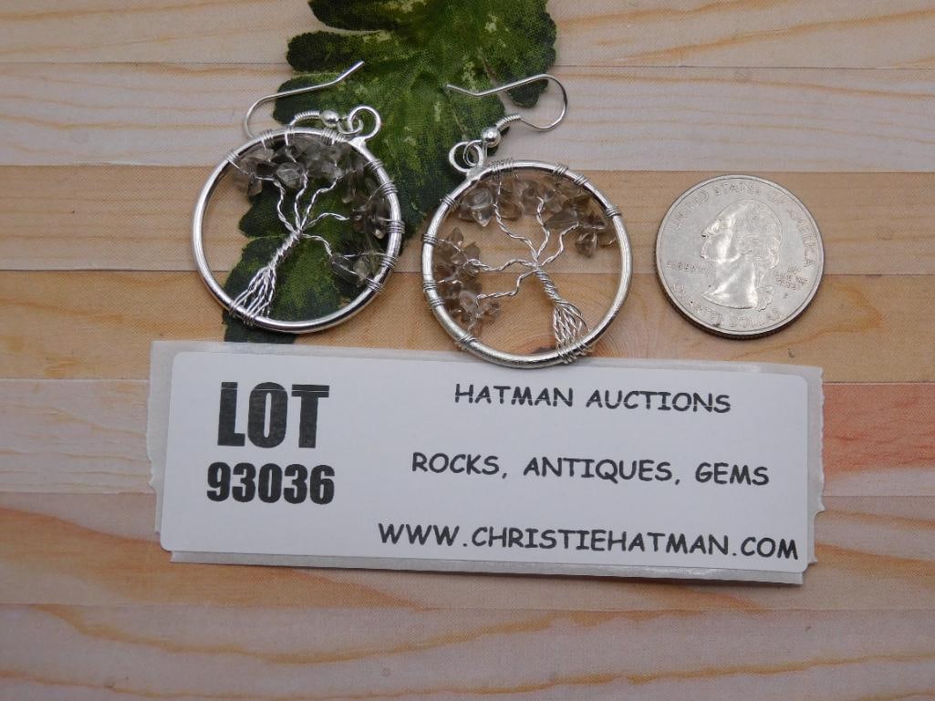 GENUINE STONE WIRE TREE EARRINGS ROCK STONE LAPIDARY SPECIMEN: GENUINE STONE WIRE TREE EARRINGS ROCK STONE LAPIDARY SPECIMEN
