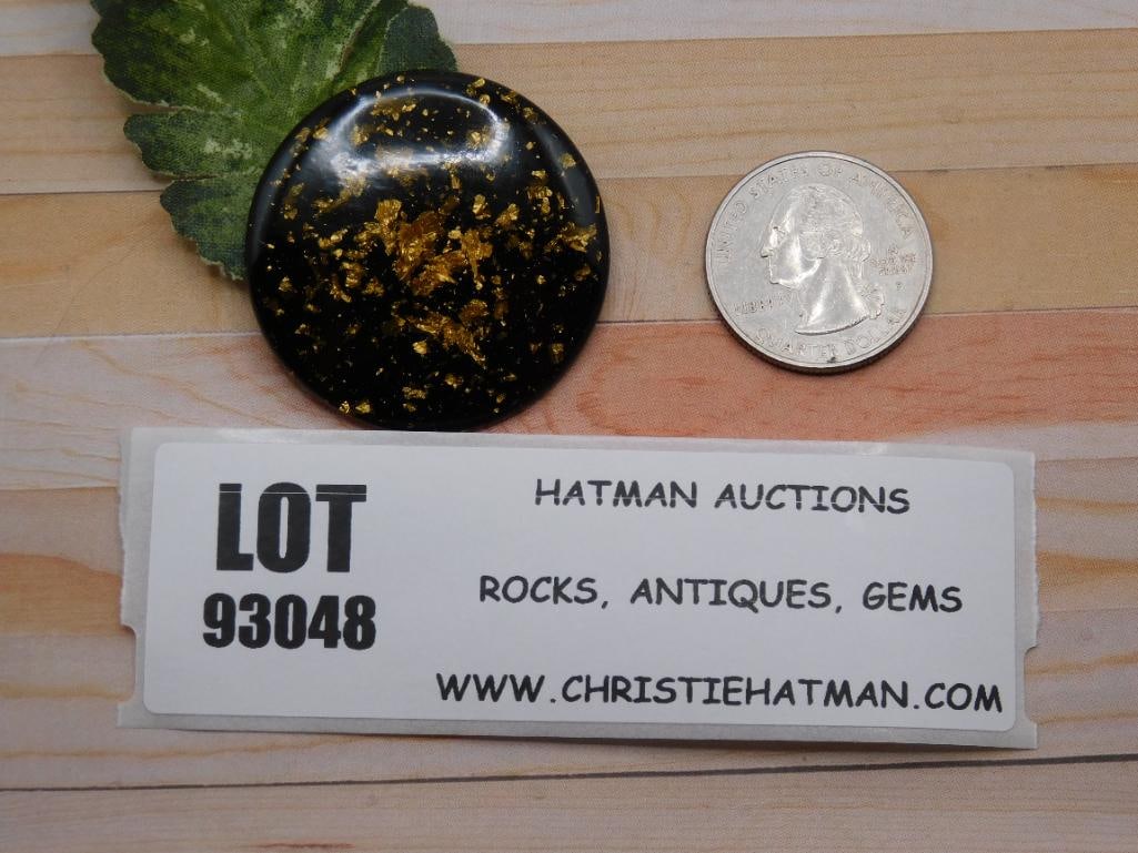 GOLD FLECKED CABOCHON ROCK STONE LAPIDARY SPECIMEN: GOLD FLECKED CABOCHON ROCK STONE LAPIDARY SPECIMEN