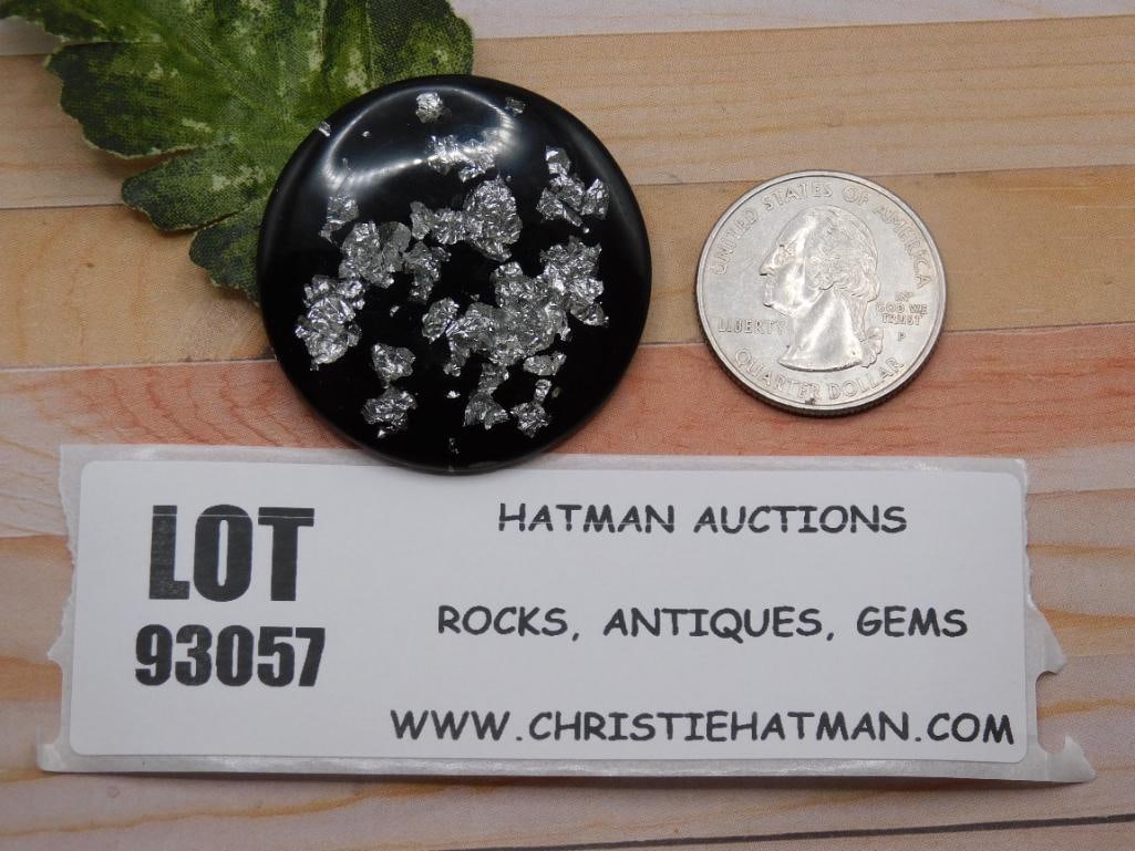 SILVER FLECKED CABOCHON ROCK STONE LAPIDARY SPECIMEN: SILVER FLECKED CABOCHON ROCK STONE LAPIDARY SPECIMEN
