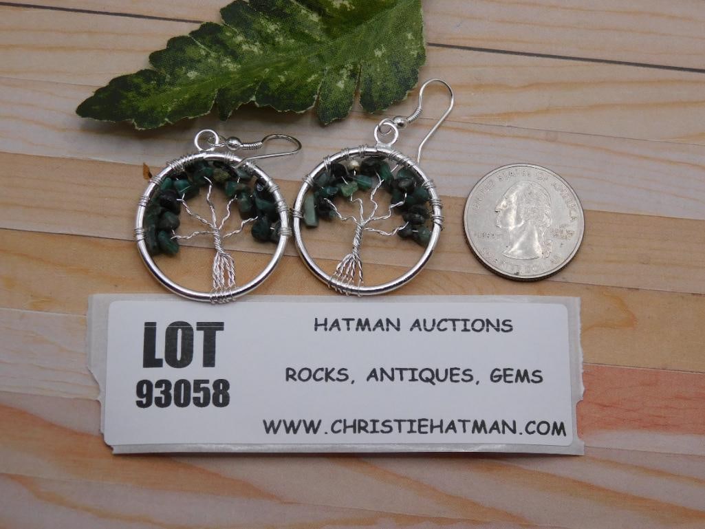 GENUINE STONE WIRE TREE EARRINGS ROCK STONE LAPIDARY SPECIMEN: GENUINE STONE WIRE TREE EARRINGS ROCK STONE LAPIDARY SPECIMEN