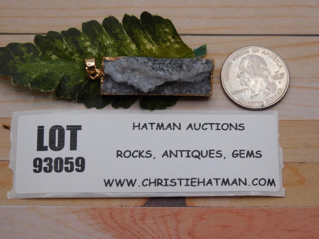 DRUZY QUARTZ PENDANT ROCK STONE LAPIDARY SPECIMEN: DRUZY QUARTZ PENDANT ROCK STONE LAPIDARY SPECIMEN