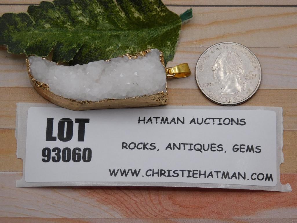 DRUZY QUARTZ PENDANT ROCK STONE LAPIDARY SPECIMEN: DRUZY QUARTZ PENDANT ROCK STONE LAPIDARY SPECIMEN