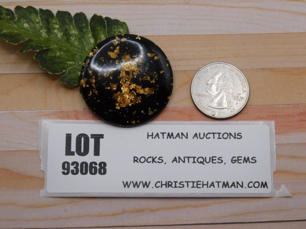 GOLD FLECKED CABOCHON ROCK STONE LAPIDARY SPECIMEN: GOLD FLECKED CABOCHON ROCK STONE LAPIDARY SPECIMEN