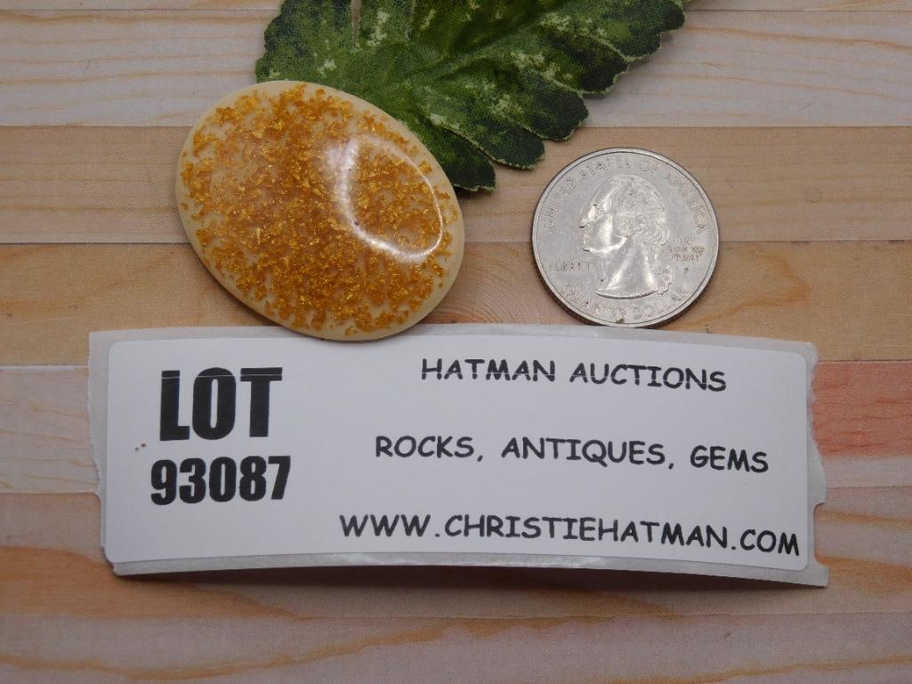 GOLD FLECKED CABOCHON ROCK STONE LAPIDARY SPECIMEN: GOLD FLECKED CABOCHON ROCK STONE LAPIDARY SPECIMEN