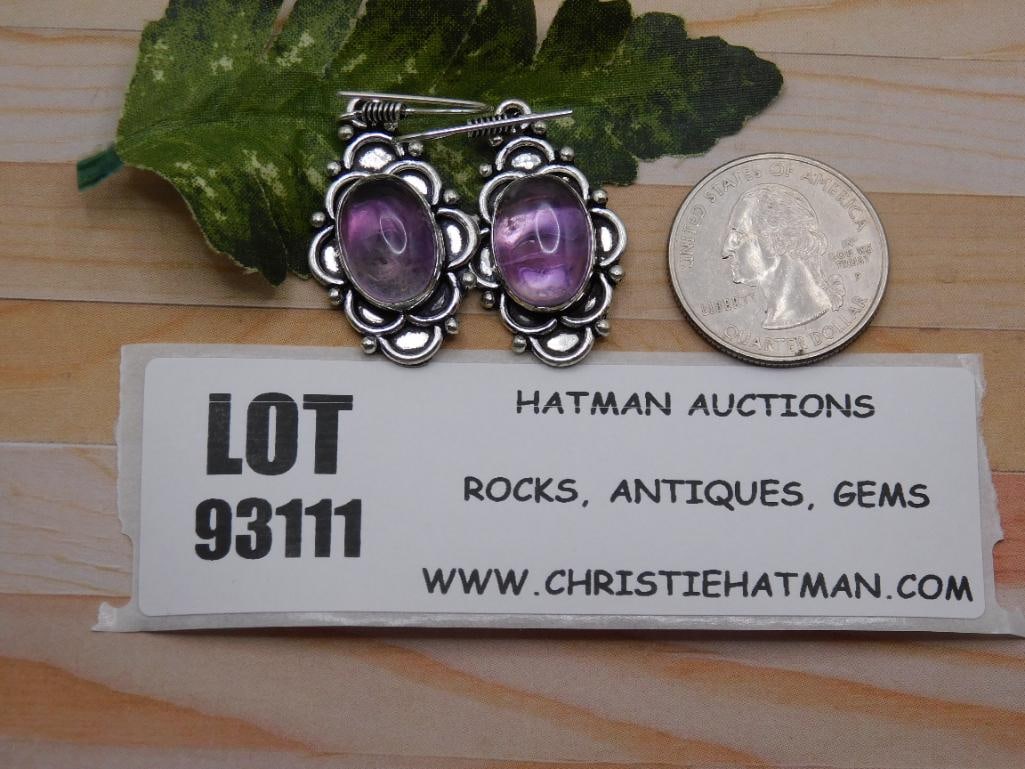 AMETRIN EARRINGS ROCK STONE LAPIDARY SPECIMEN: AMETRIN EARRINGS ROCK STONE LAPIDARY SPECIMEN