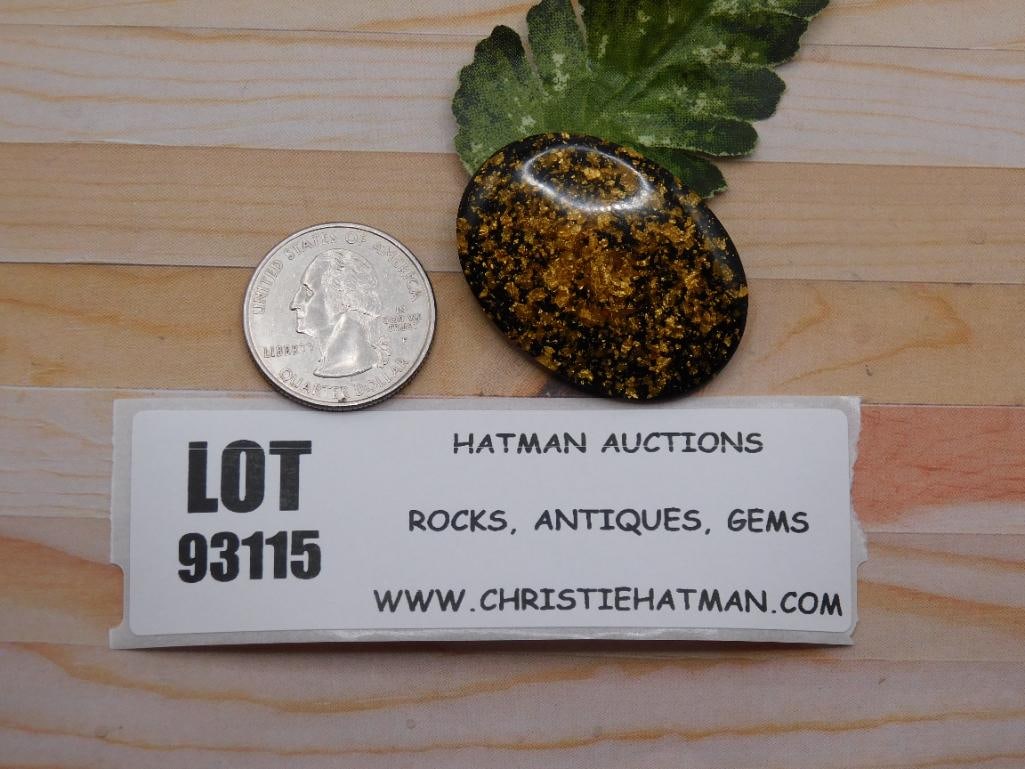 GOLD FLECKED CABOCHON ROCK STONE LAPIDARY SPECIMEN: GOLD FLECKED CABOCHON ROCK STONE LAPIDARY SPECIMEN